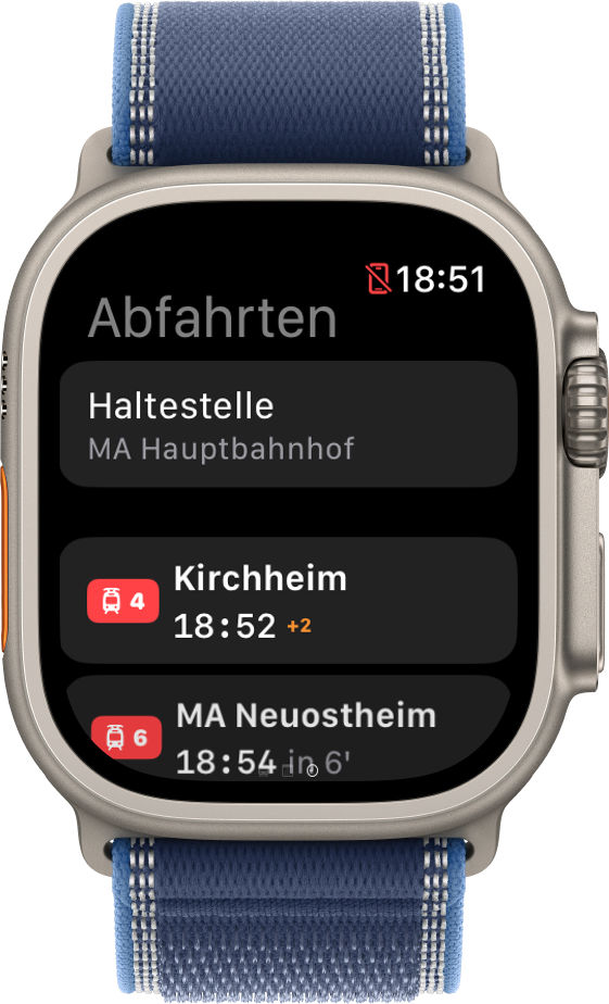 Abfahrten auf Apple Watch Ultra 3
